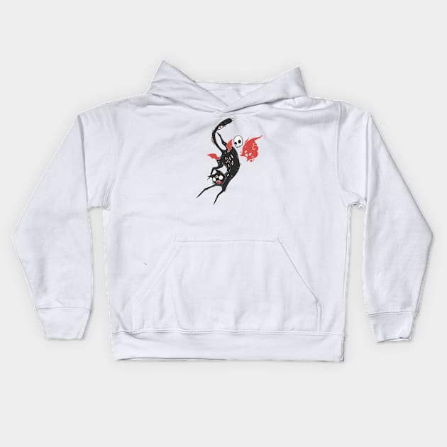 Black Cat Monster With Skull And Ghost Kids Hoodie by cellsdividing